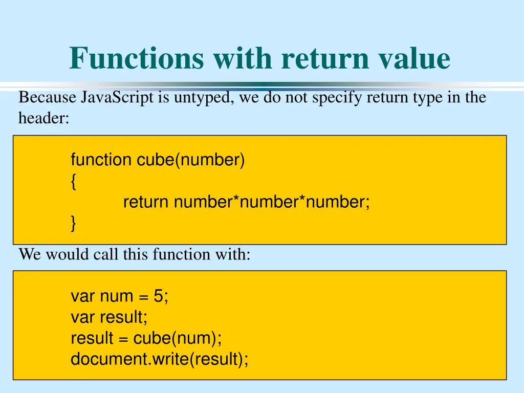functions with return value