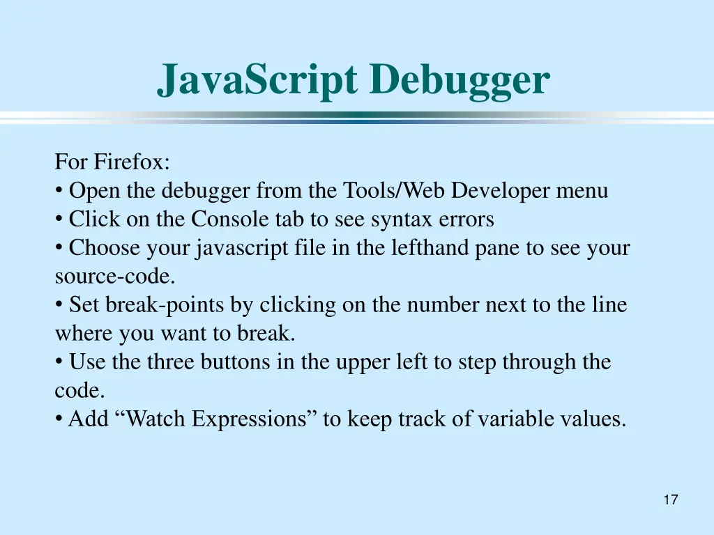 javascript debugger