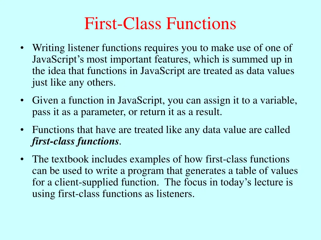 first class functions