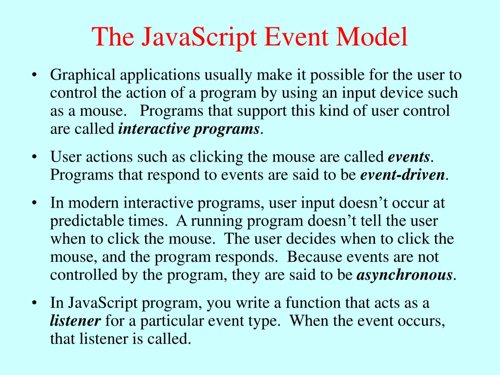 the javascript event model