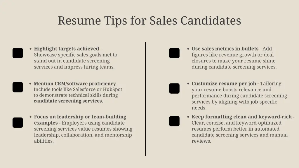 resume tips for sales candidates