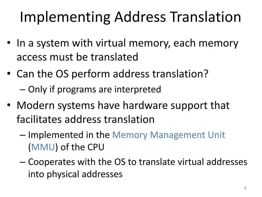 implementing address translation