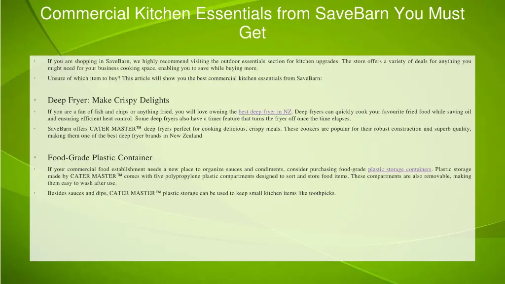 commercial kitchen essentials from savebarn