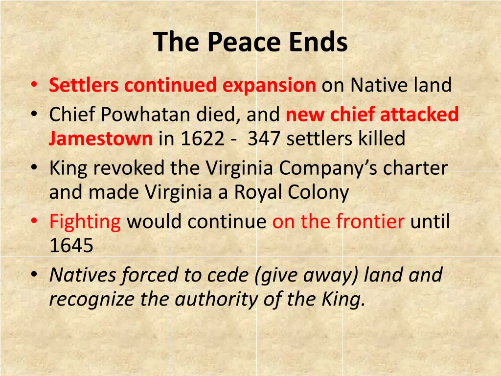 the peace ends