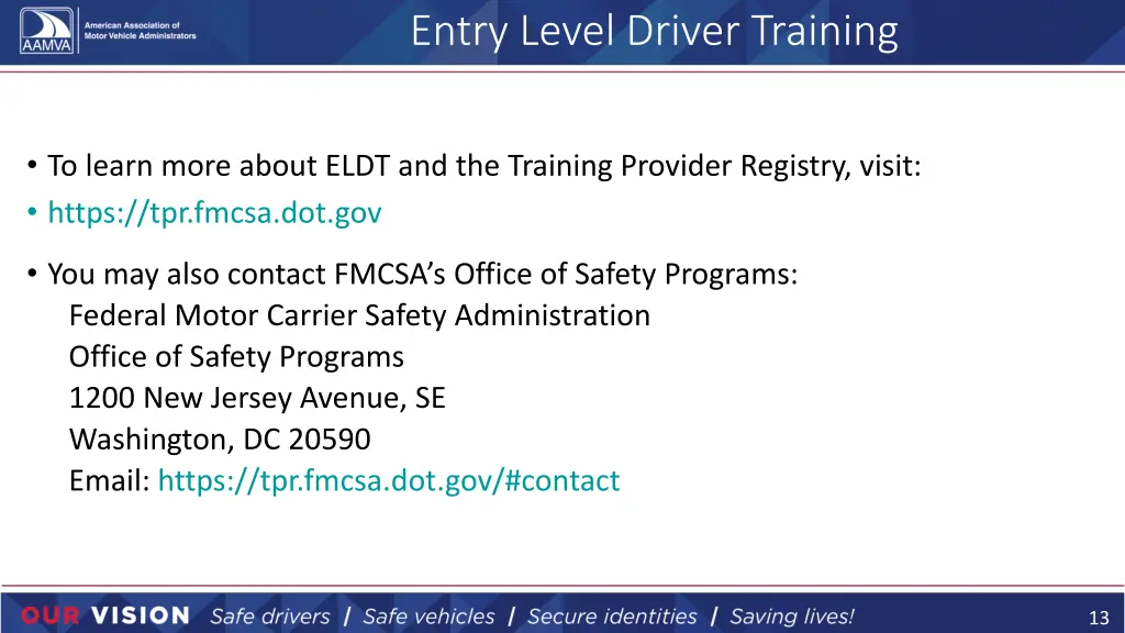 entry level driver training