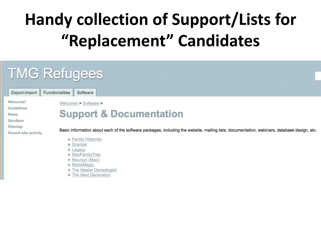 handy collection of support lists for replacement