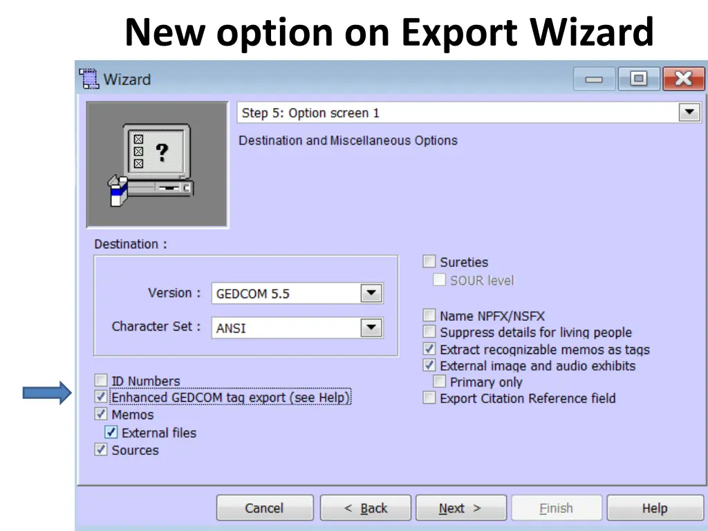 new option on export wizard