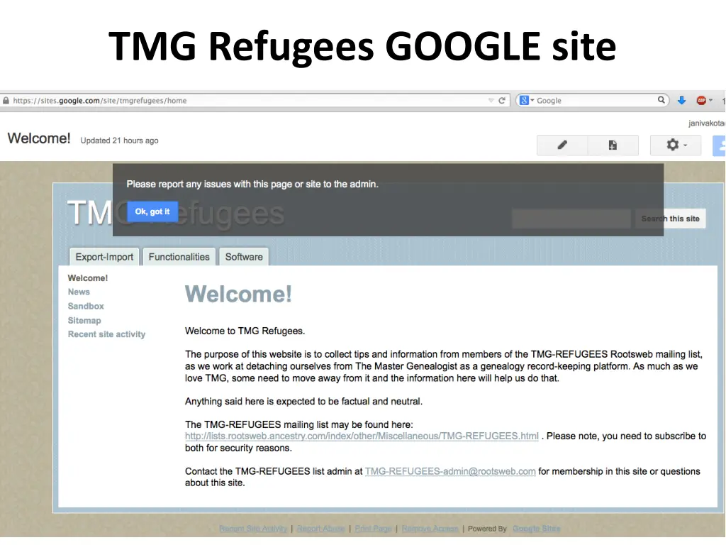 tmg refugees google site