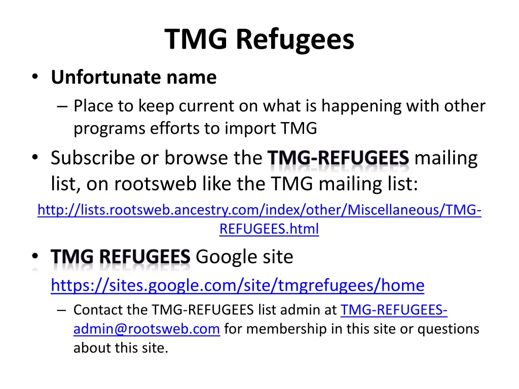 tmg refugees