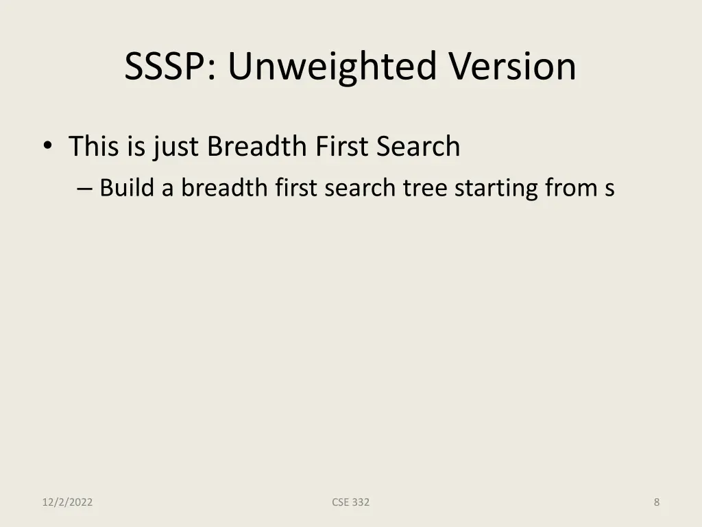 sssp unweighted version