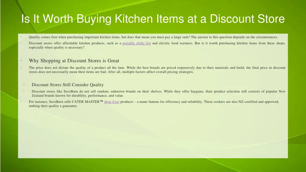 is it worth buying kitchen items at a discount