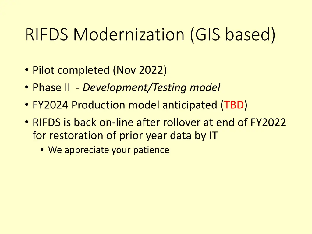 rifds modernization gis based