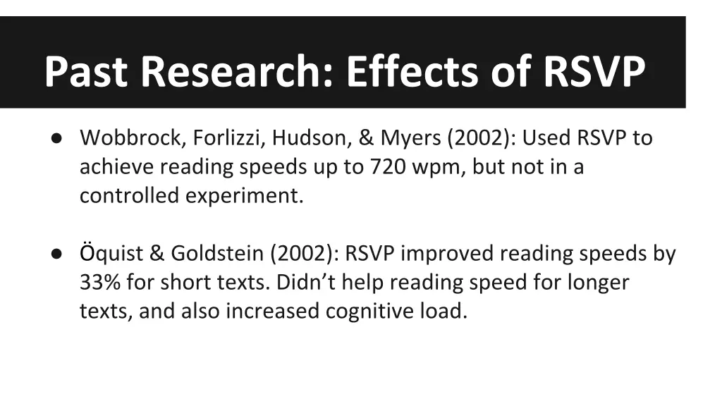 past research effects of rsvp