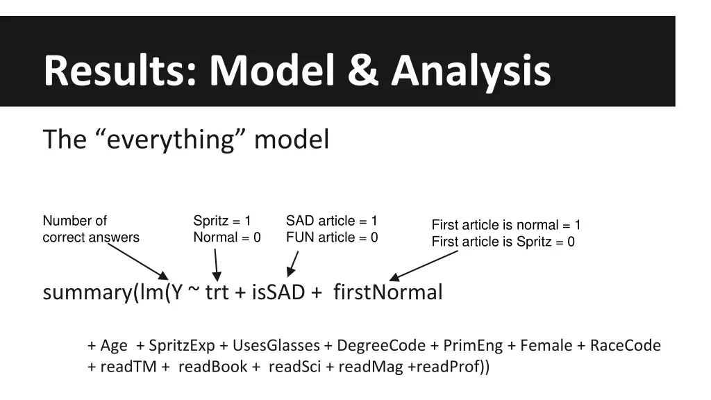 results model analysis 1