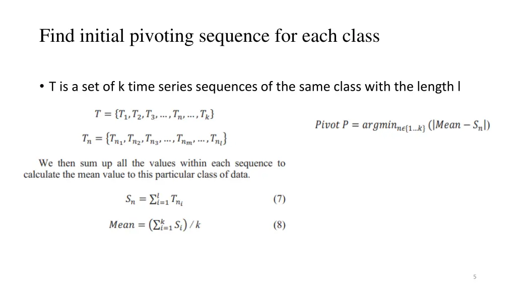 find initial pivoting sequence for each class