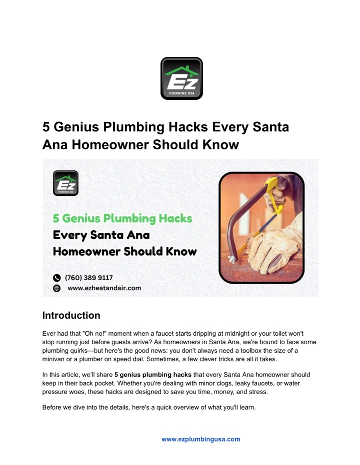 5 genius plumbing hacks every santa ana homeowner
