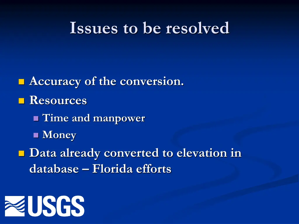 issues to be resolved