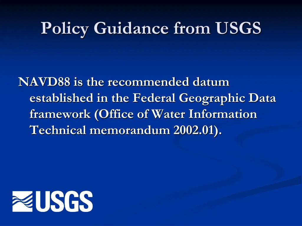 policy guidance from usgs