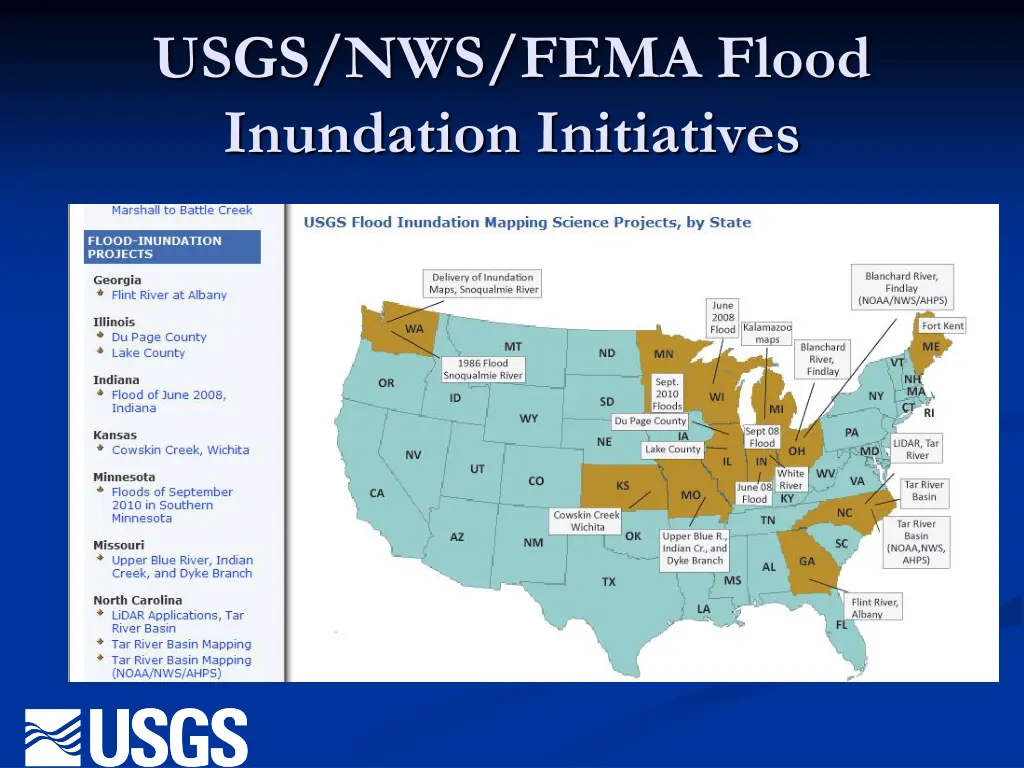 usgs nws fema flood inundation initiatives