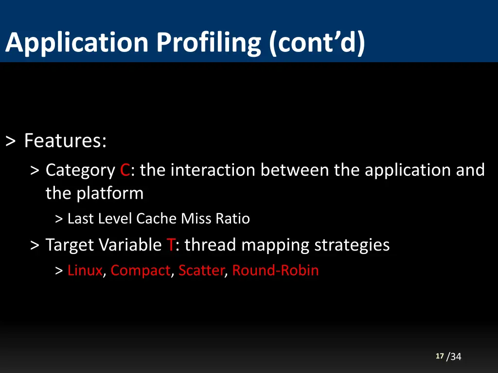 application profiling cont d