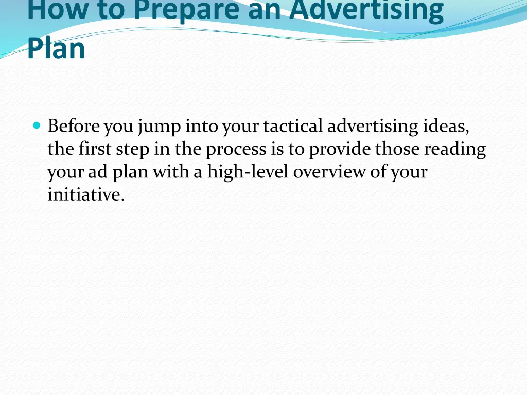how to prepare an advertising plan