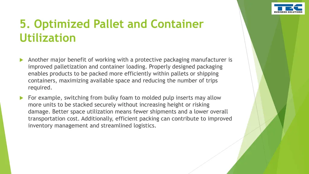 5 optimized pallet and container utilization