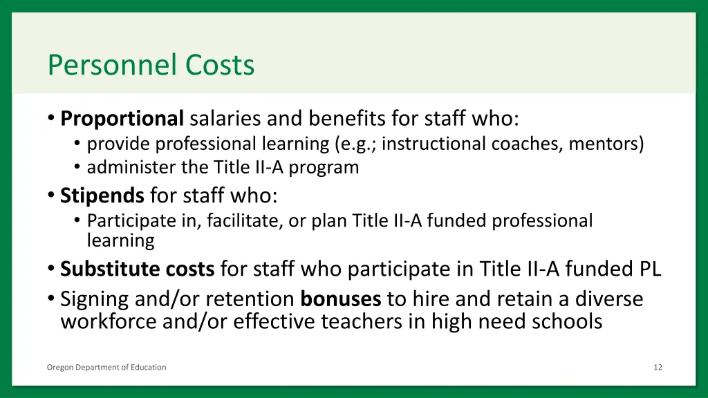 personnel costs