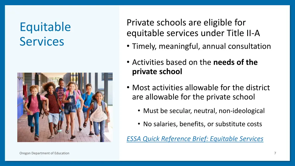 private schools are eligible for equitable