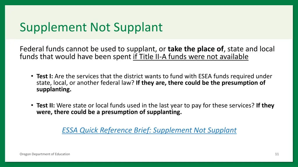 supplement not supplant