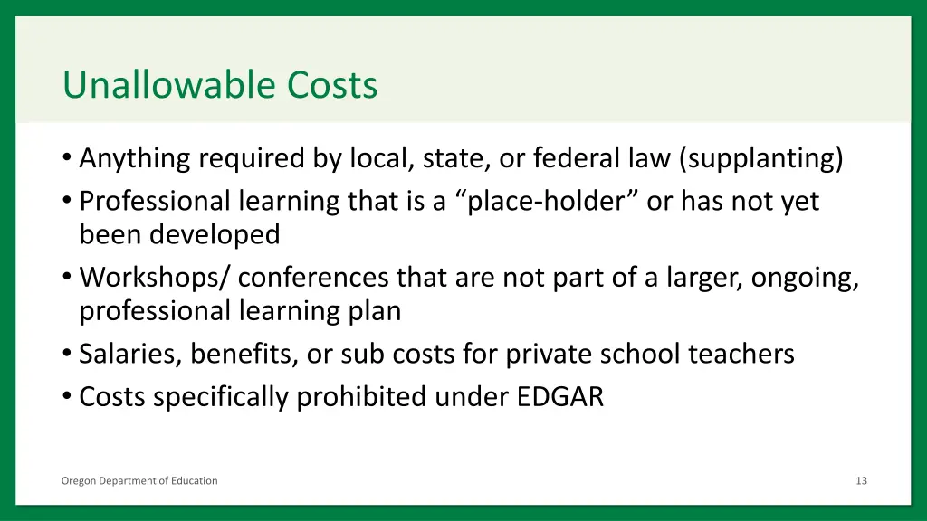 unallowable costs
