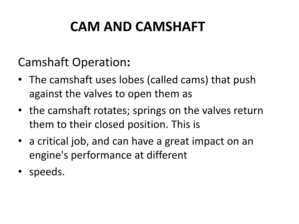 cam and camshaft
