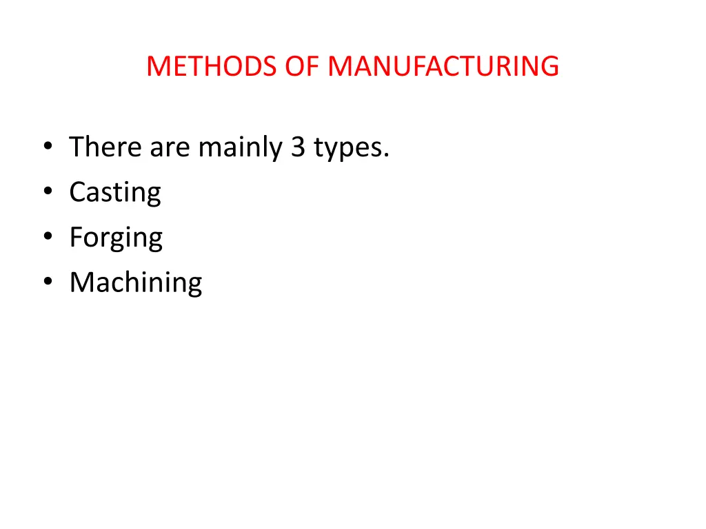 methods of manufacturing
