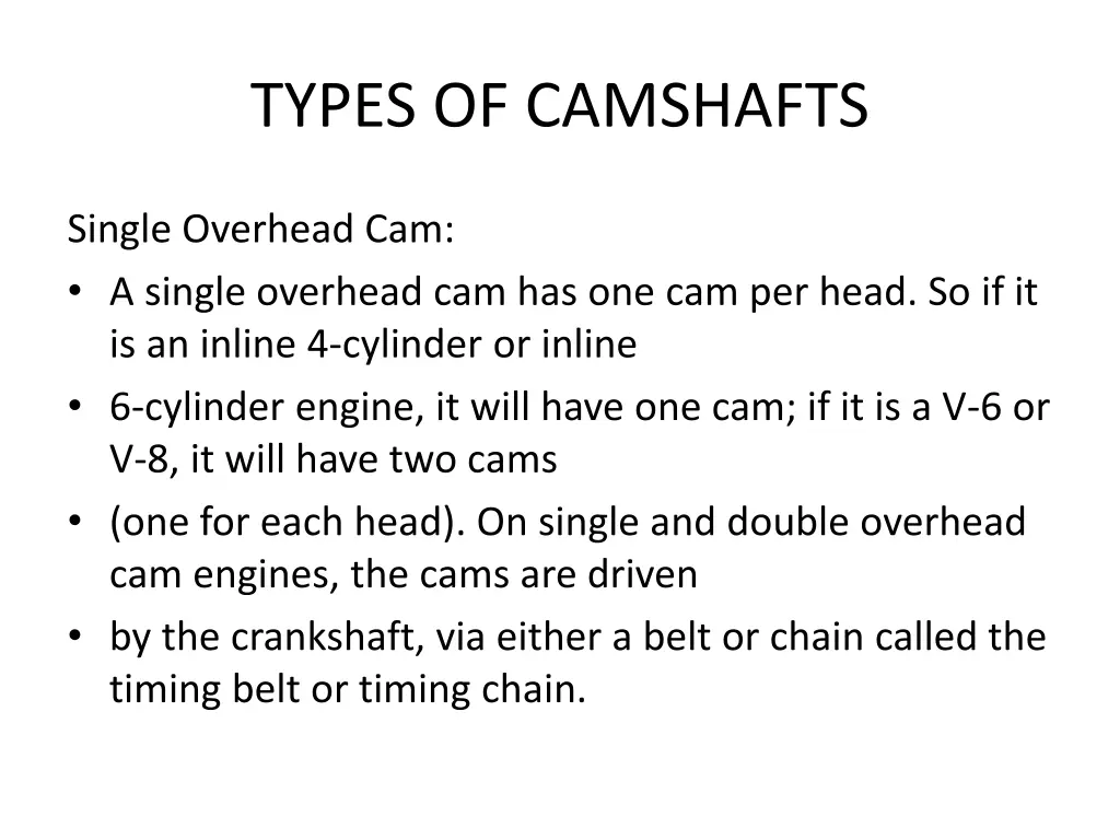 types of camshafts