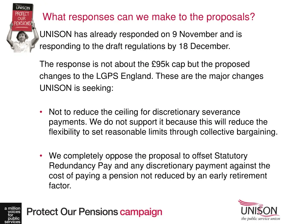 what responses can we make to the proposals