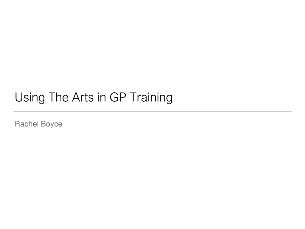 using the arts in gp training