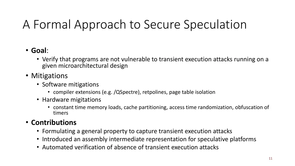 a formal approach to secure speculation