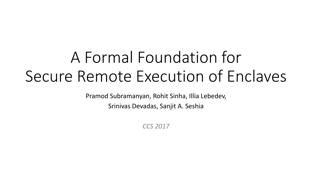 a formal foundation for secure remote execution