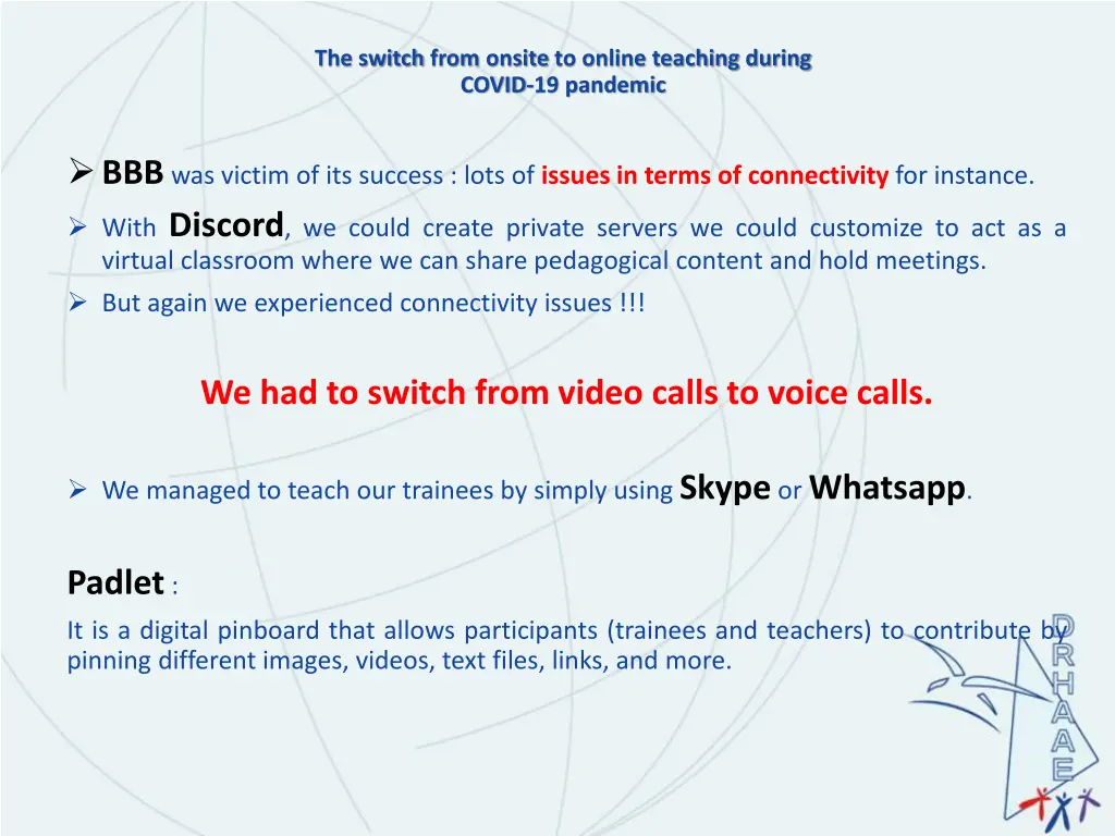 the switch from onsite to online teaching during 7
