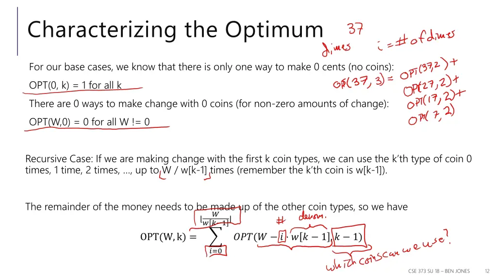 characterizing the optimum