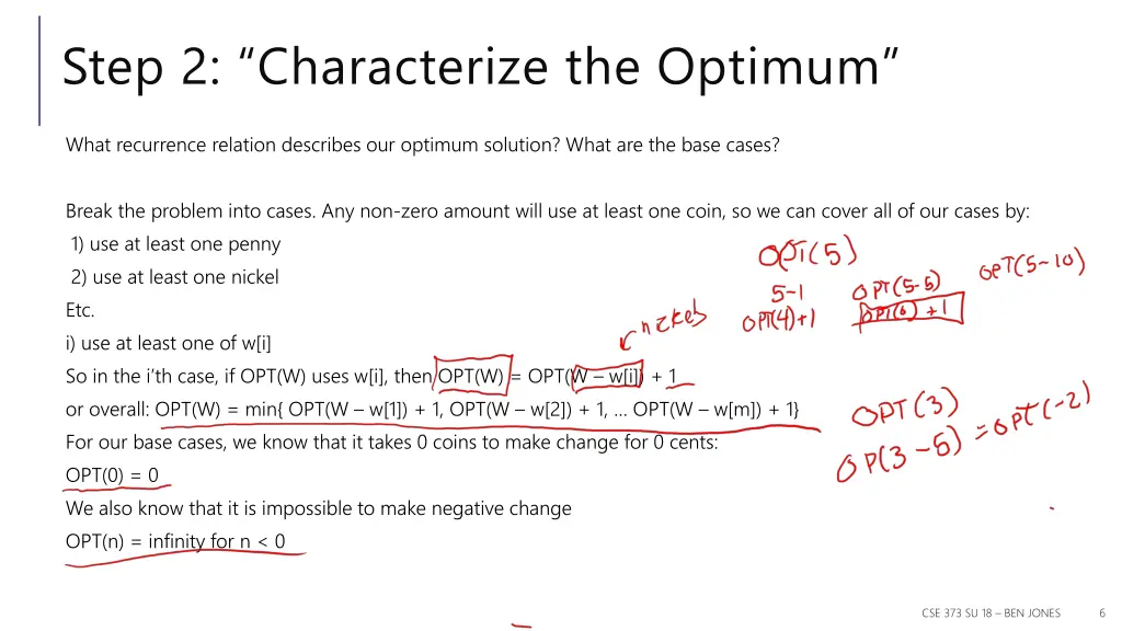 step 2 characterize the optimum