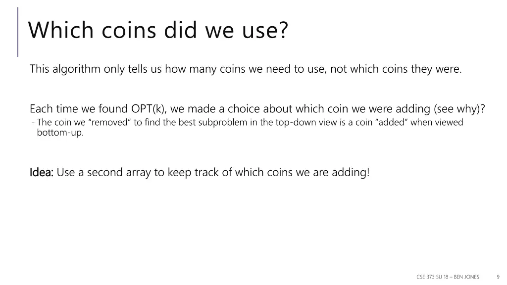 which coins did we use