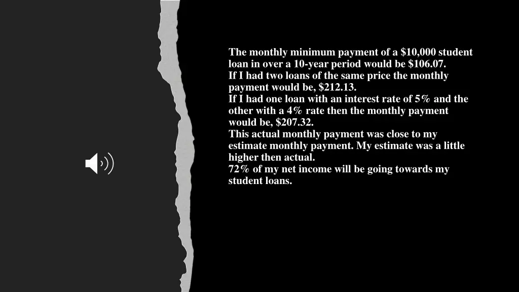 the monthly minimum payment of a 10 000 student