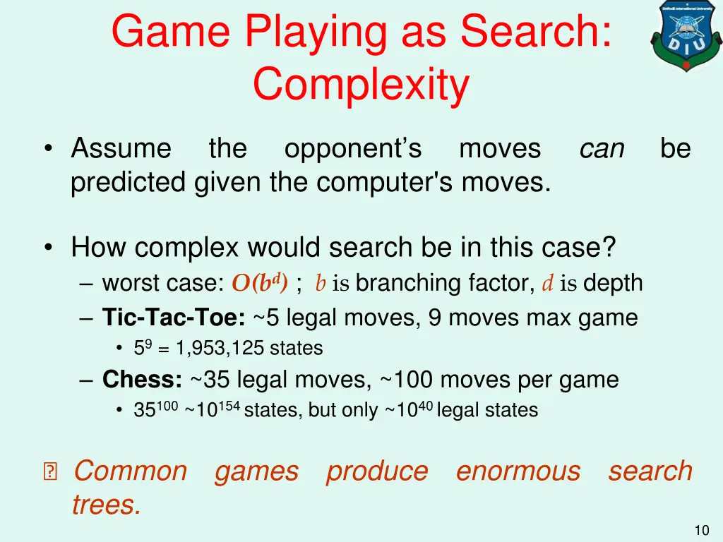 game playing as search complexity