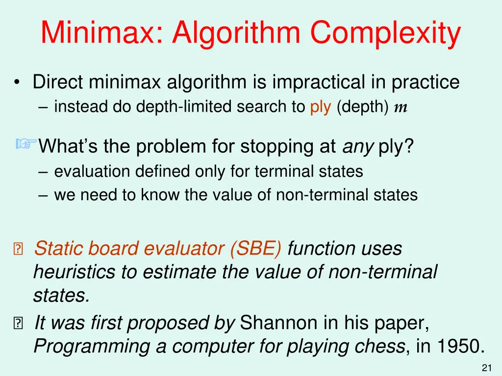minimax algorithm complexity 1