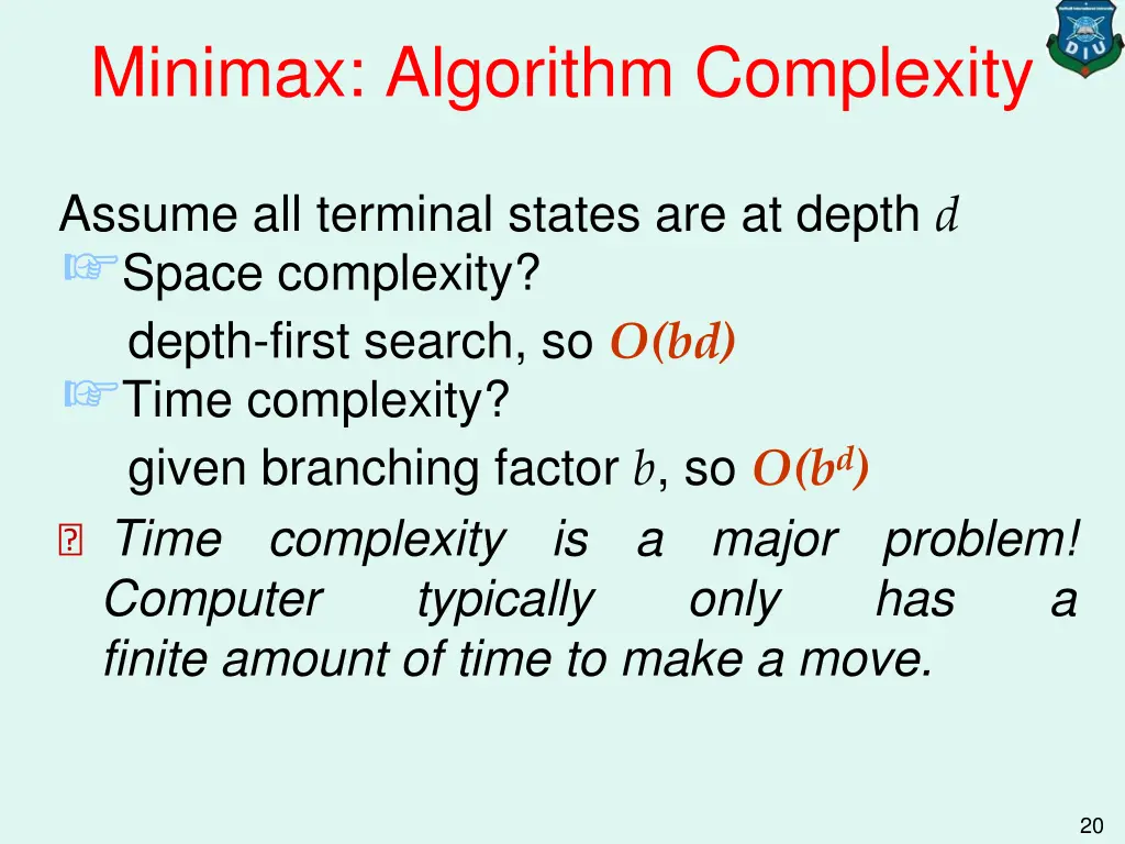 minimax algorithm complexity