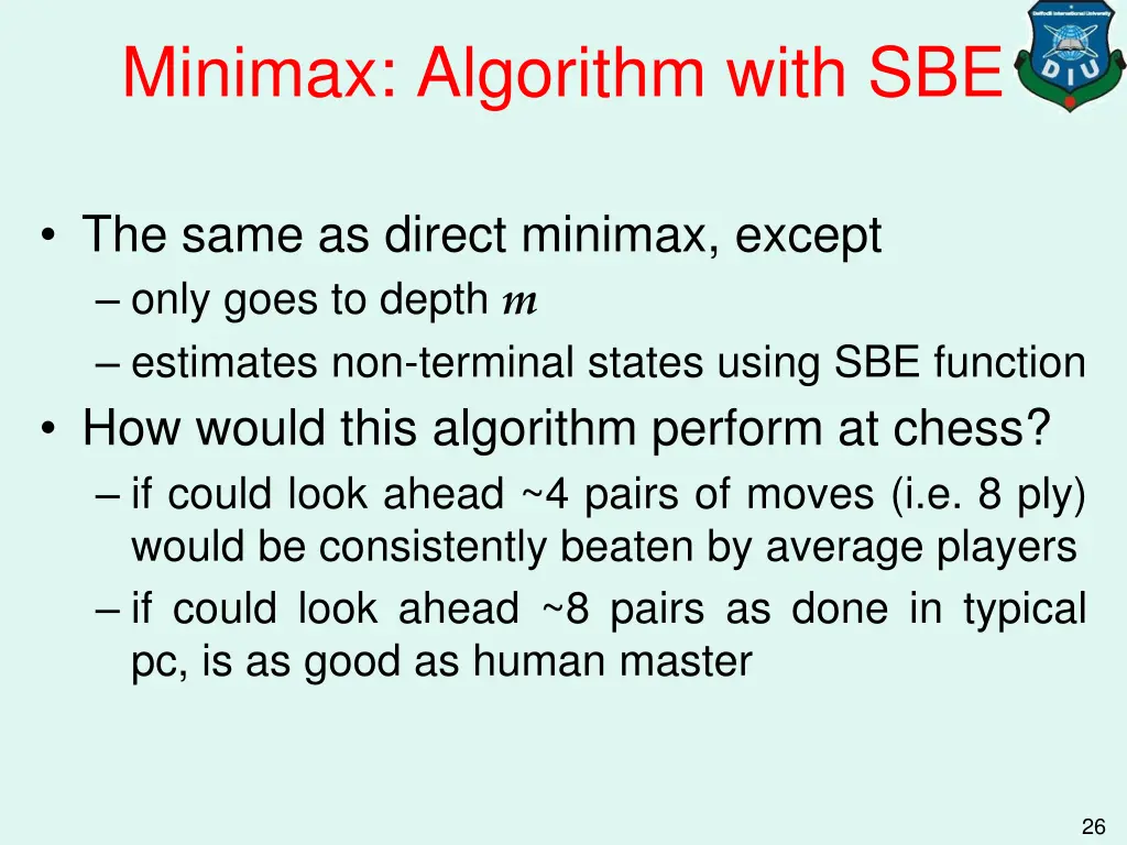 minimax algorithm with sbe 1
