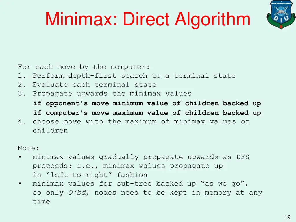 minimax direct algorithm