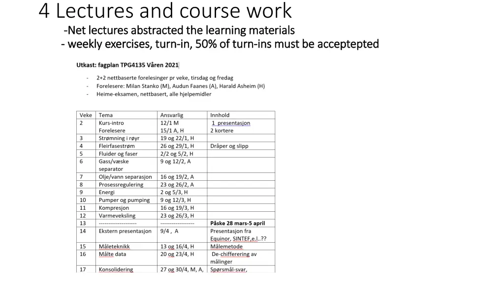 4 lectures and course work net net l lectures