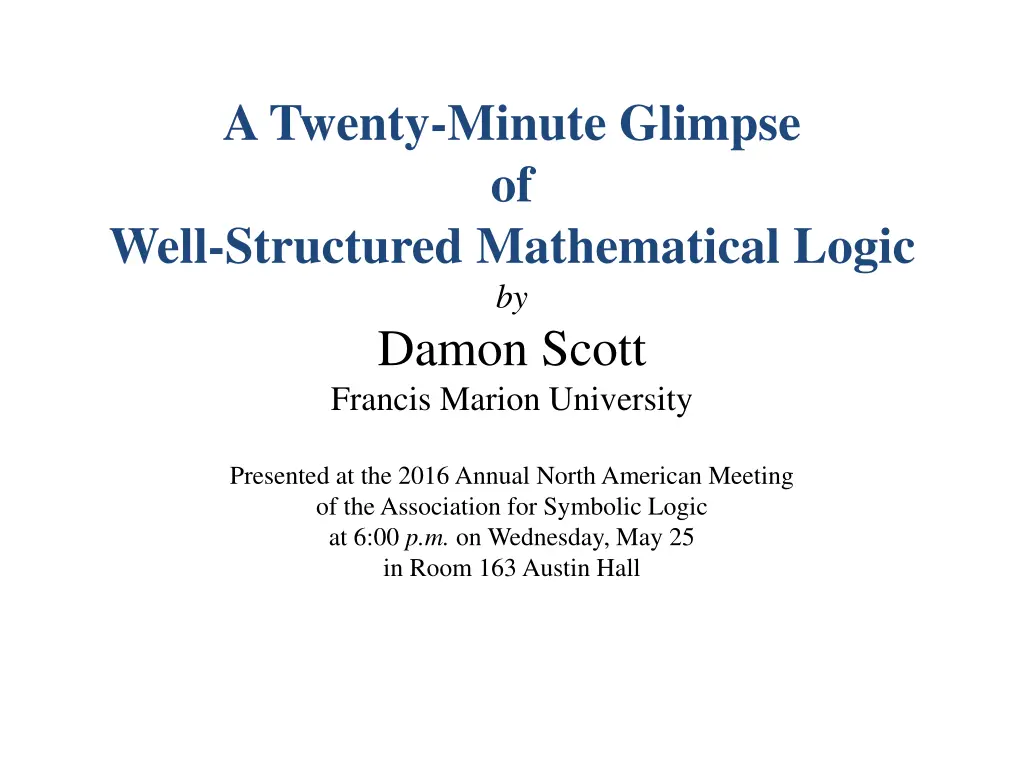 a twenty minute glimpse of well structured