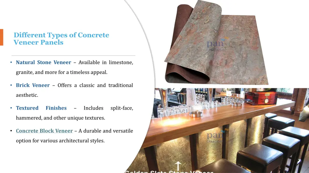different types of concrete veneer panels